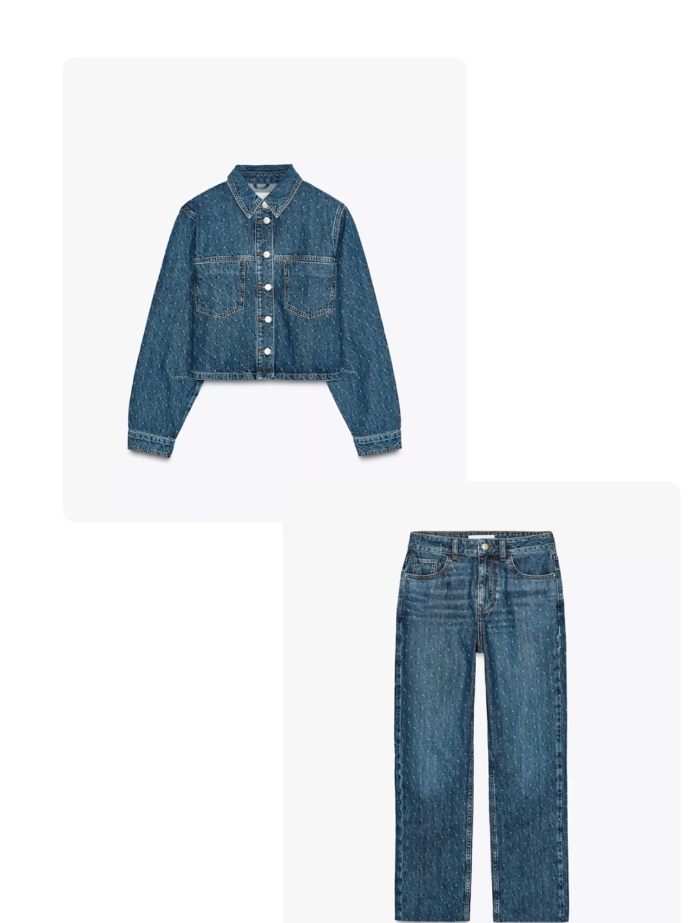 Zara Blue Denim Jacket and Jeans Set